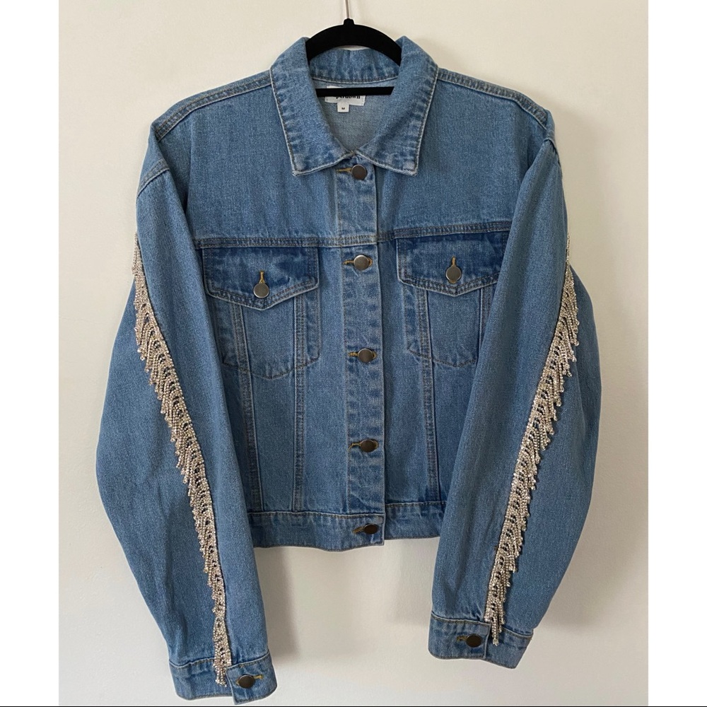 Rhinestone Fringe Denim Jacket